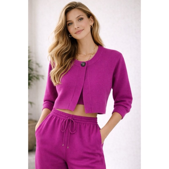 Vince 100% Cashmere Cropped Cardigan XS3/4 Sleeve One Button Luxury Sweater